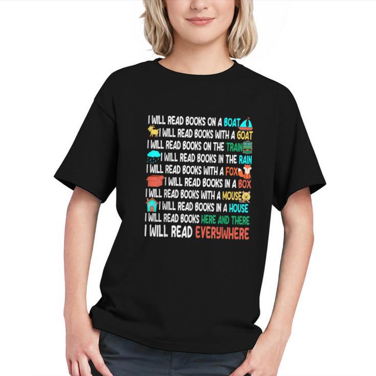I Will Read Books On A Boat & Everywhere Reading Book Graphic Youth