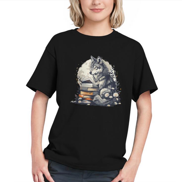 Wolf Reading Book Librarian Library Wolves Graphic Youth