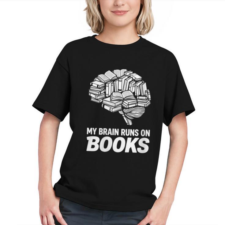 Women's My Brain Runs On Books Reading Bookworm Men Women Graphic Youth