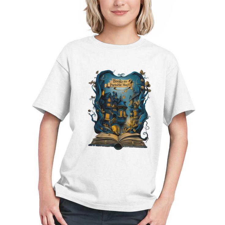 4 Books Are Portable Magic Bookish Reading Nerd Quote Graphic Youth