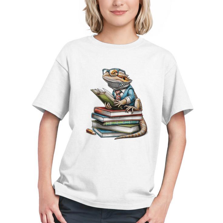 Bearded Dragon Reading Books Matching Bookworm Librarian Graphic Youth