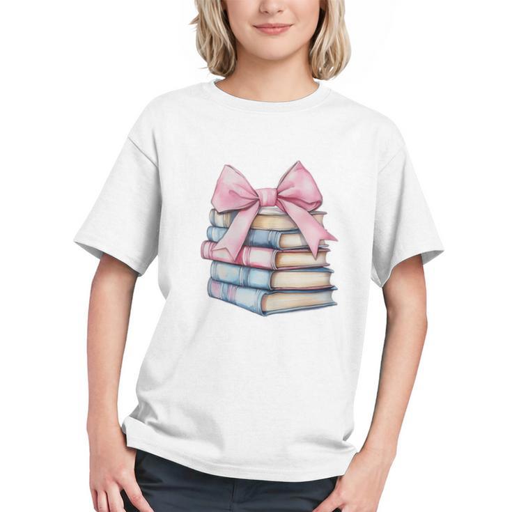 Book Lover Coquette Bow Pink Dainty Ribbon Cute Bookworm Graphic Youth