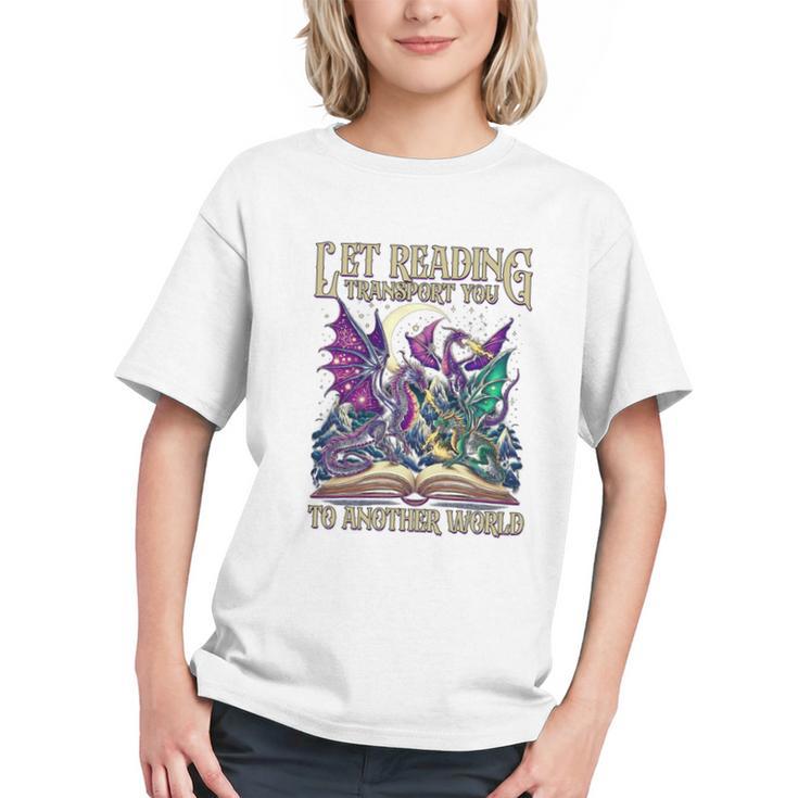 Book Lover Dragon Reading Transport You To Another World Graphic Youth