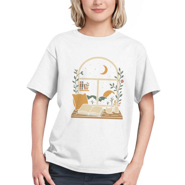 Book Lover Moonlight Reading Scene Night Graphic Youth