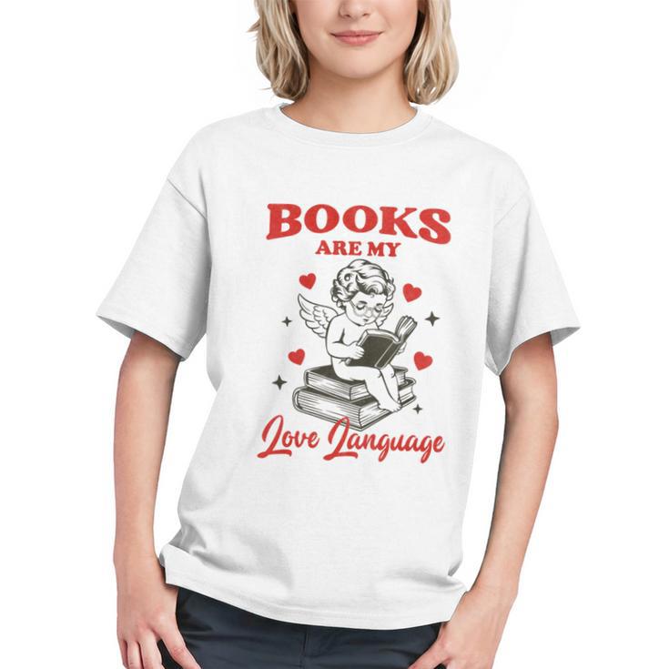 Books Are My LoveLanguage Cupid Valentines Graphic Youth