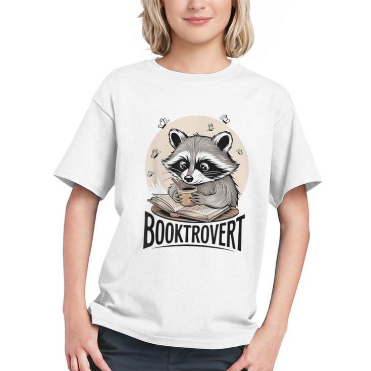 Booktrovert Raccoon Reading And Coffee For Book Lover Graphic Youth