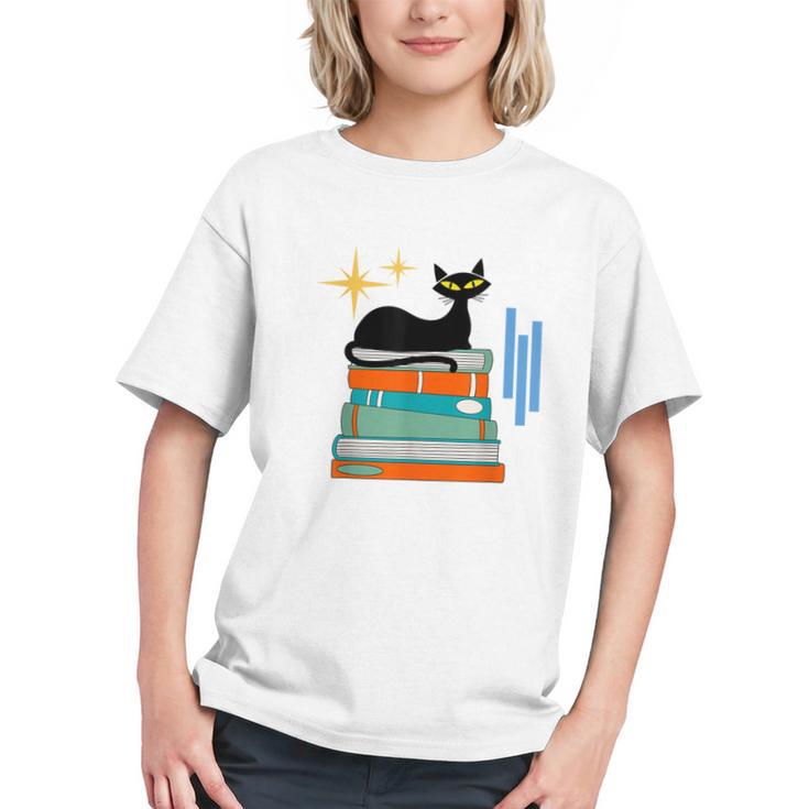 Cat And Books Retro Midcentury Mid Century Aesthetic Graphic Youth