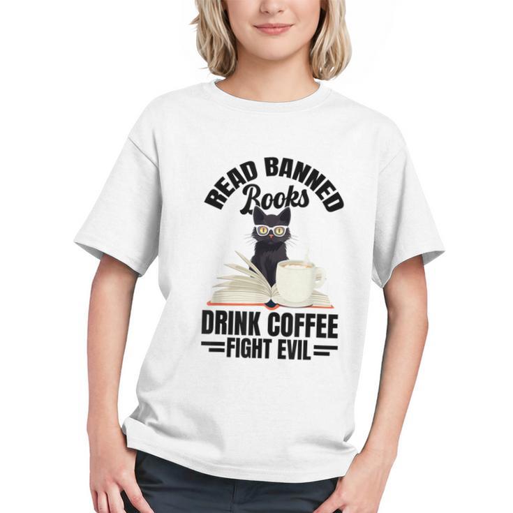 Cat I Read Banned Books Shirt Bookworm Avid Reader For Men Women Kids Graphic Youth