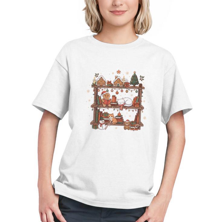 Christmas Cats Bookshelf Gingerbread Graphic Youth