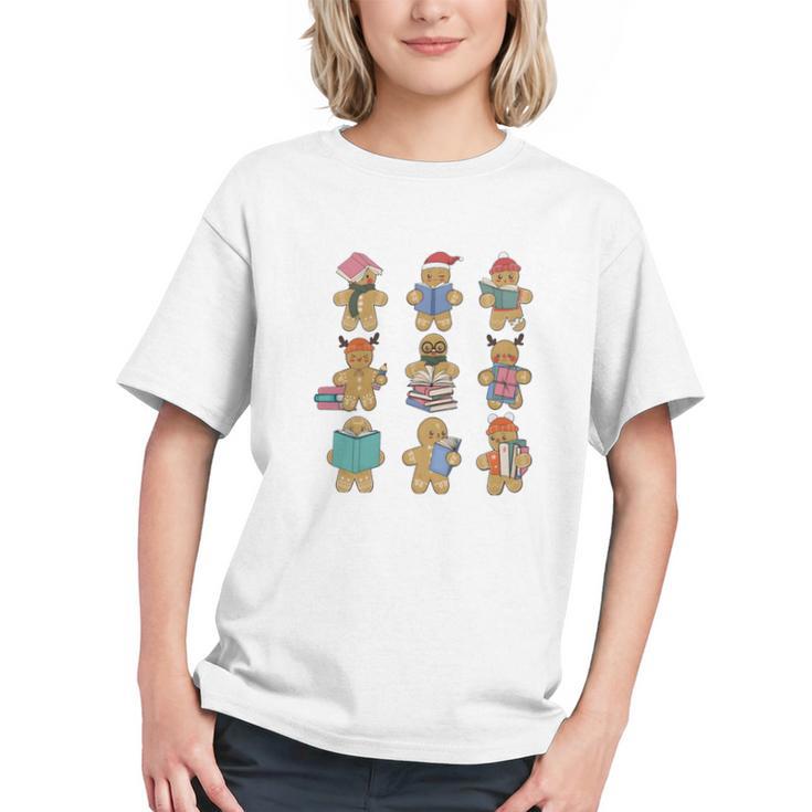 Christmas Library Gingerbread Man Books Lover Bookworm Graphic Youth
