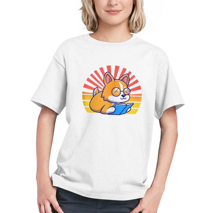Corgi Dog Reading Book Book Lover Dog Lover Graphic Youth