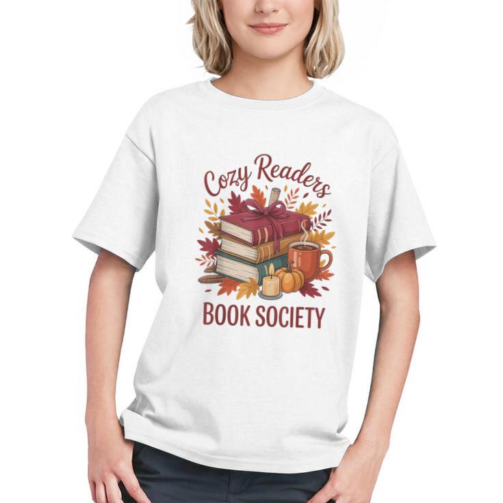 Cozy Readers Book Society Fall Autumn Floral Pumpkin Season Graphic Youth