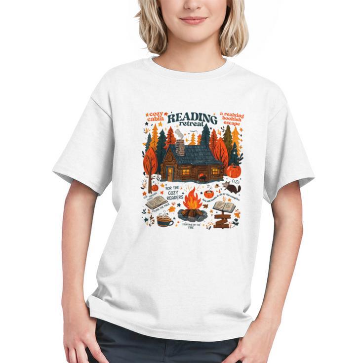 Cozy Reading Cabin Retreat Fall Bookish Autumn Cozy Reader Graphic Youth