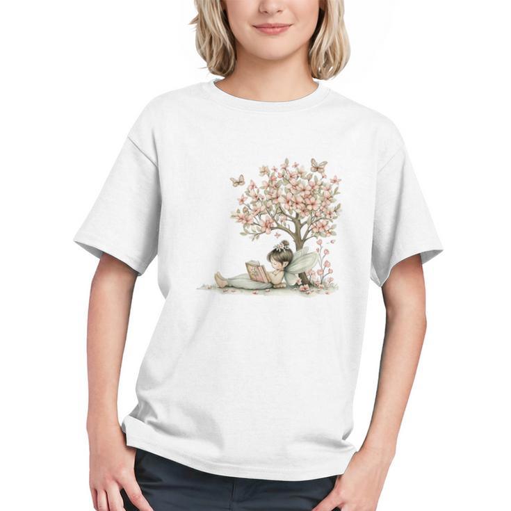 Cute Fairy Reading Fairycore Aesthetic Book Lover Graphic Youth