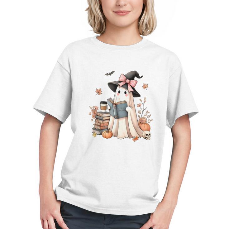 Cute Ghost Reading Book Librarian Book Lover Graphic Youth