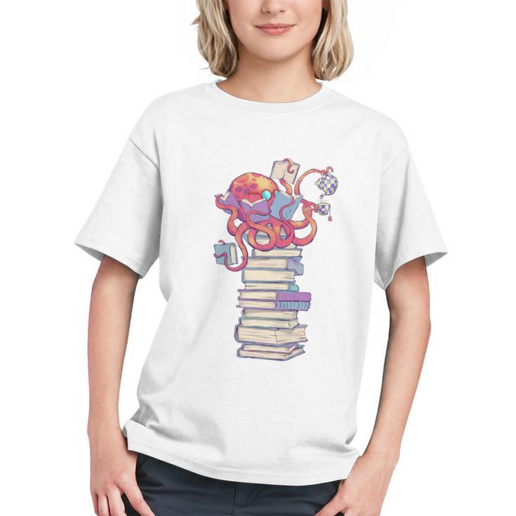Cute Octopus Bookworm Fun Reading Tee For Book Lovers Graphic Youth