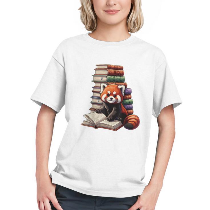 Cute Red Panda Reading Book Animal Bookworm Graphic Youth