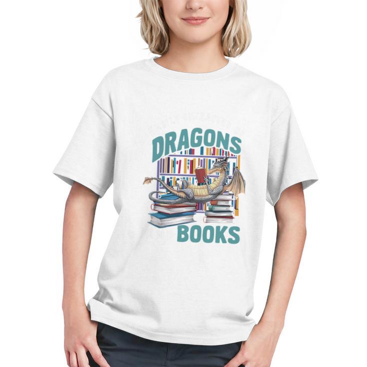 Easily Distracted By Dragons And Books Bookworm Graphic Youth