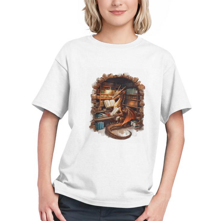 Fantasy Dragon Reading Book Lover Graphic Youth
