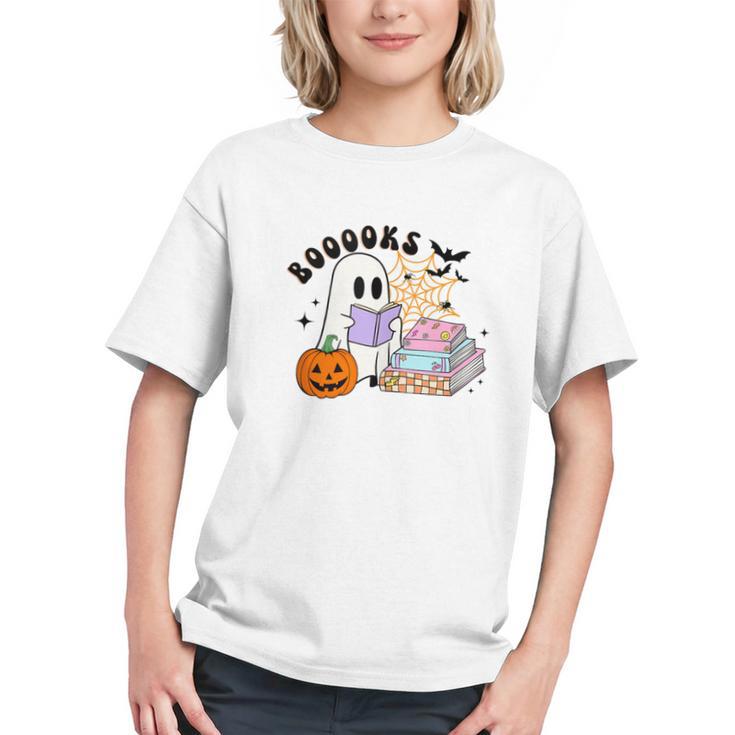 Ghost Reading Halloween Women Teacher Book Lover Graphic Youth