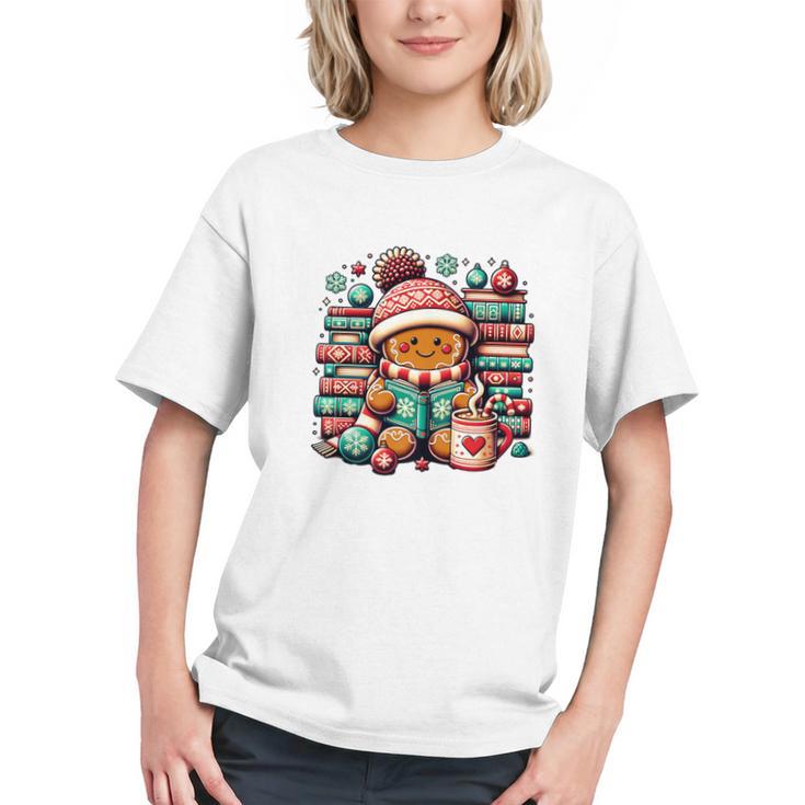 Gingerbread Reading Book Lovers Christmas Bookworm Librarian Premium Graphic Youth