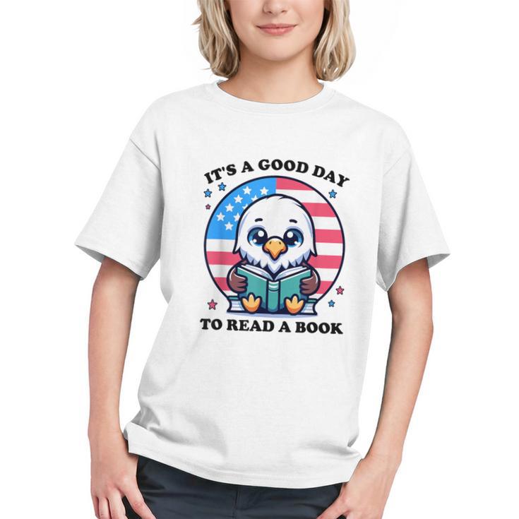 A Good Day To Read a Book Reading Eagle With American Flag Graphic Youth