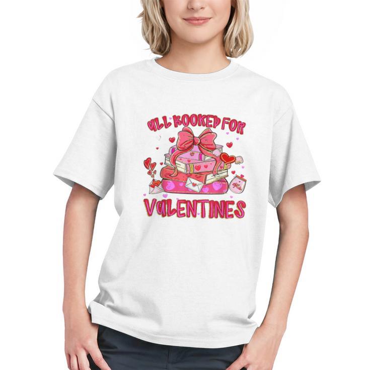 Groovy All Booked For Valentines Books Pink Coquette Bow Graphic Youth