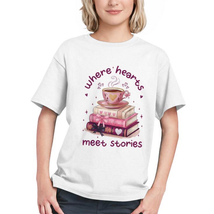 Where Hearts Groovy Meet Stories Coffee Books Valentines Day Graphic Youth