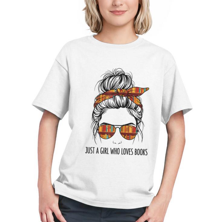 Just a Girl Who Loves Books Pajamas Shirt Reading Book Lover Graphic Youth
