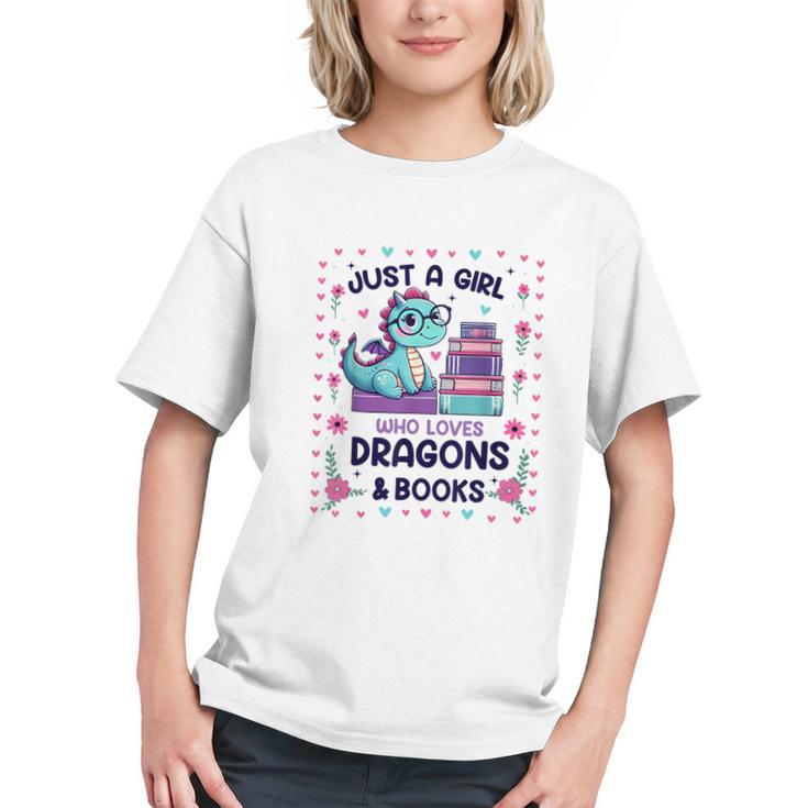 Just A Girl Who Loves Dragons And Books Lover Reading Book Graphic Youth