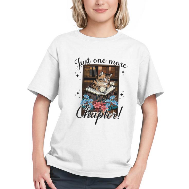 Just One More Chapter Cat Reading Books Coffee Lovers Premium Tri-Blend Graphic Youth