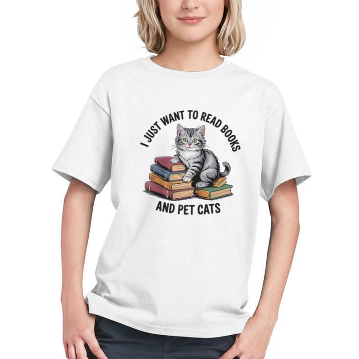 I Just Want To Read Books And Pet Cats Raglan Baseball Tee Graphic Youth