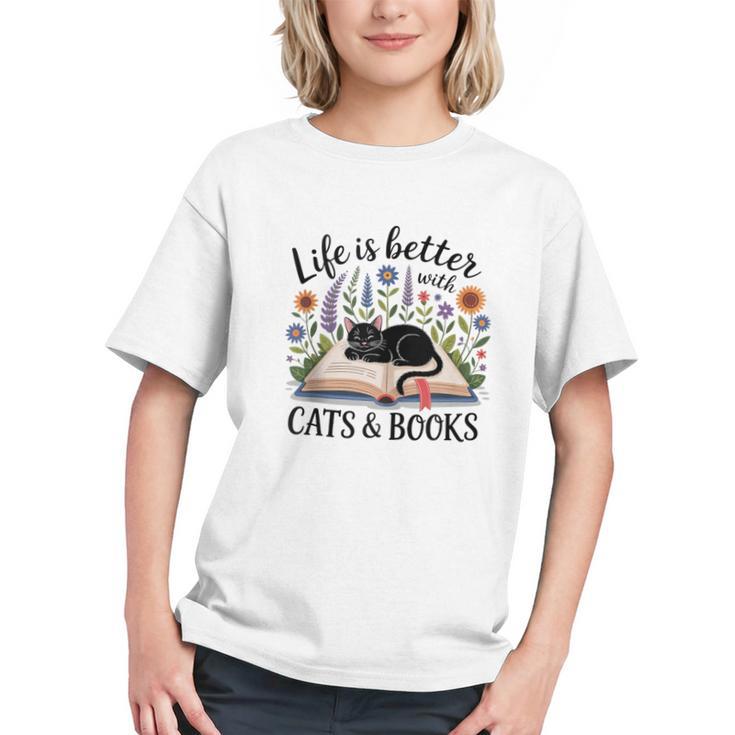 Life Is Better With Cats And Books Graphic Youth