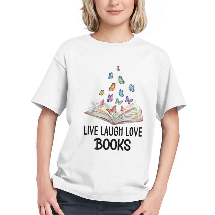 Live Laugh & Love Books Reading Butterfly Book Lover Bookish Premium Graphic Youth