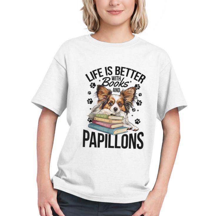 Papillon Dog Breed Life Is Better With Books And Papillons Graphic Youth