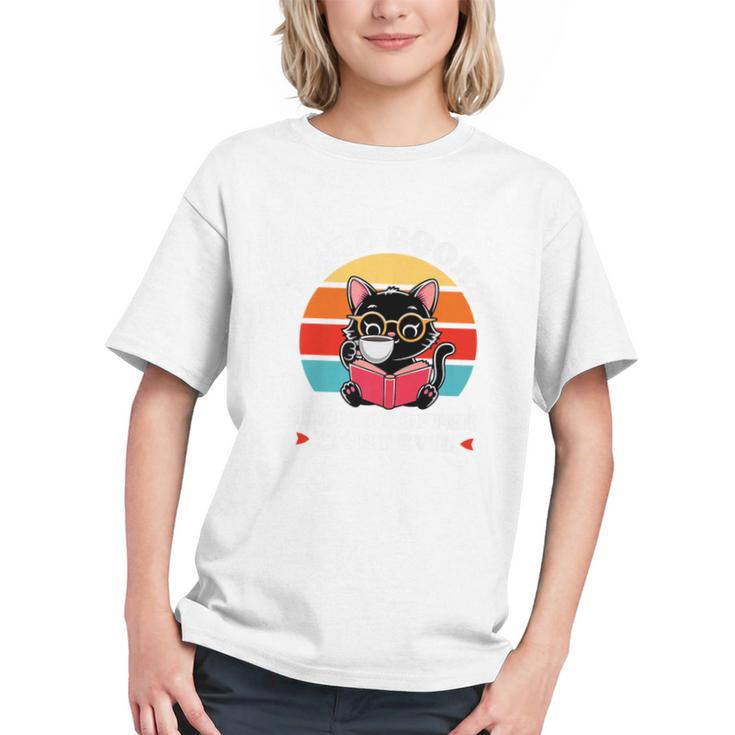 Read Books Drink Coffee Fight Evil Cat Premium Graphic Youth