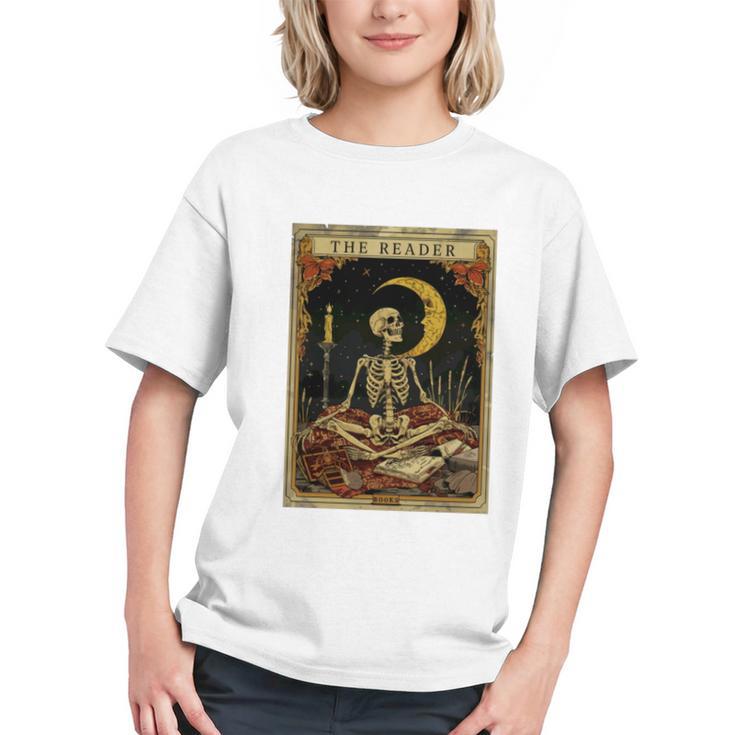 The Reader Tarot Card Book Lover Skeleton Art Goth Style Graphic Youth
