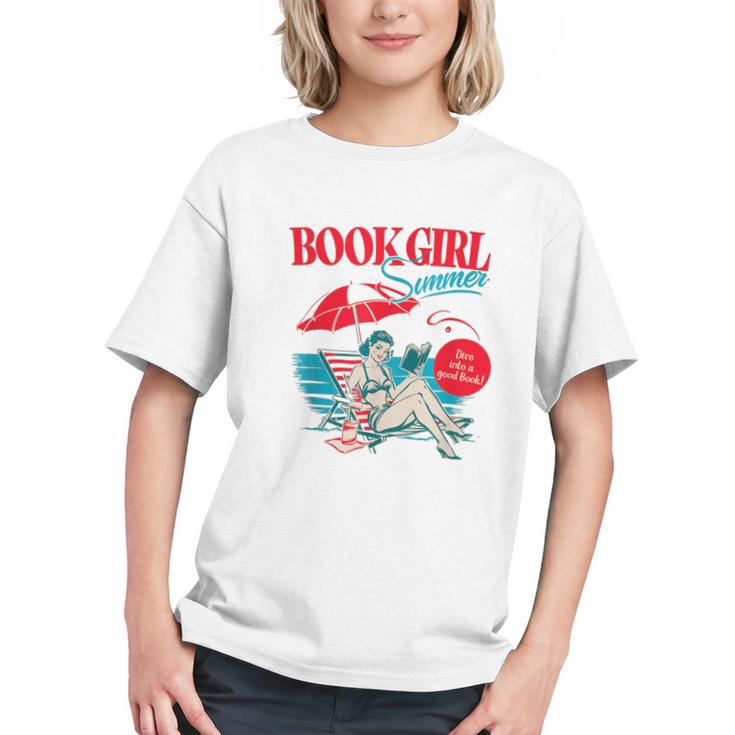 Retro Book Girl Summer For Women Beach Reading Graphic Youth