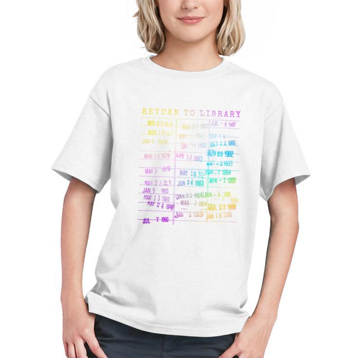Return To Library Card Book Due Date Bookish Rainbow Reading Graphic Youth
