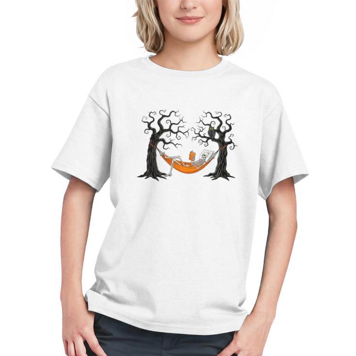 Skeleton Reading Book In Hammock Halloween Reader Graphic Youth