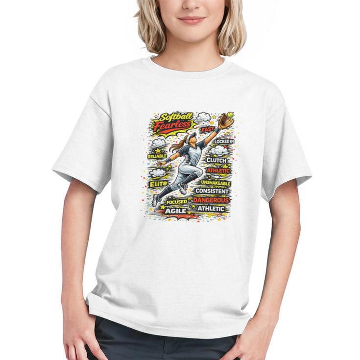 Softball Outfielder Best Traits Brave Retro Comic Book Art Premium Tri-Blend Graphic Youth