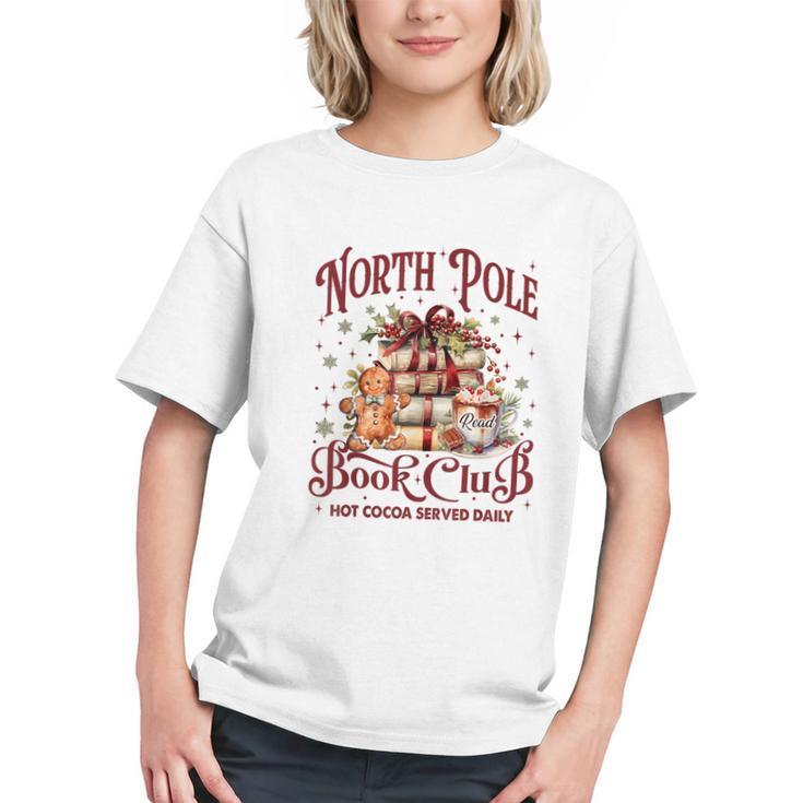 Vintage Retro North Pole Book Club Hot Cocoa Graphic Youth