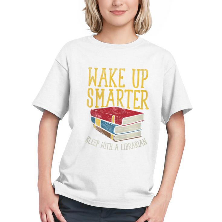 Wake Up Smarter Librarian Book Stack Premium Tri-Blend Graphic Youth