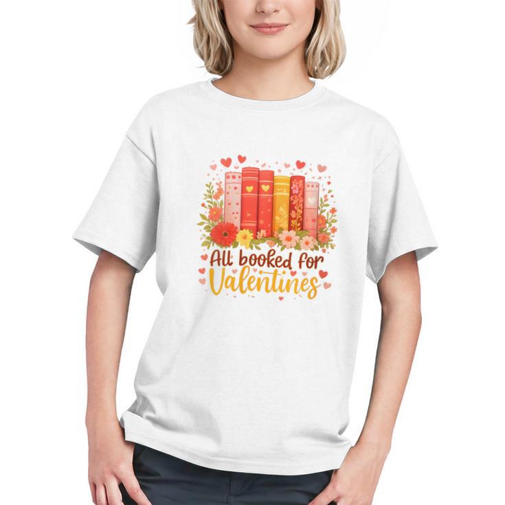 Women's All Booked For Valentine Teacher Valentines Reading Book Graphic Youth