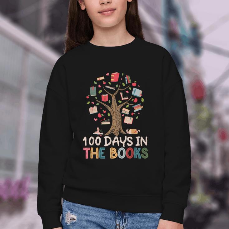 100 Days In The Books Reading Teacher Cute Book Lover Youth Crewneck Sweatshirt
