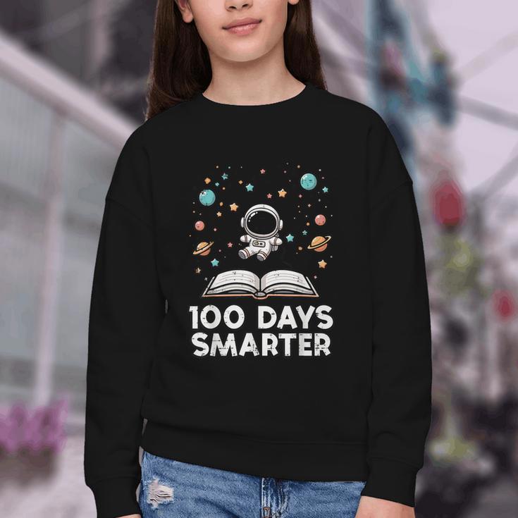 100 Days Smarter Astronaut Book 100th Day Girls Kids Women Youth Crewneck Sweatshirt