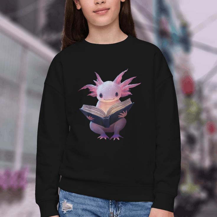 Axolotl Bookworm Reading Book Kawaii Graphic Youth Crewneck Sweatshirt Axolotl Bookworm Reading Book Kawaii Graphic Youth Crewneck Sweatshirt