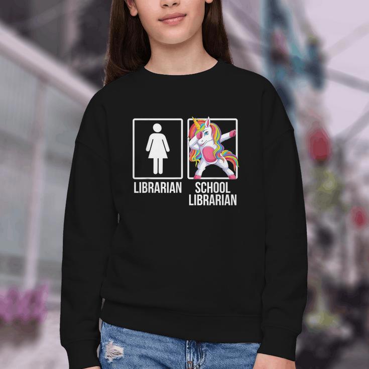 Back To School Library Unicorn Book Lover School Librarian Youth Crewneck Sweatshirt