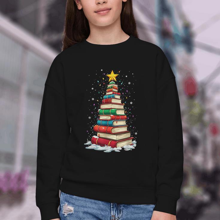 Book Christmas Tree Book Lover Teacher Librarian Youth Crewneck Sweatshirt