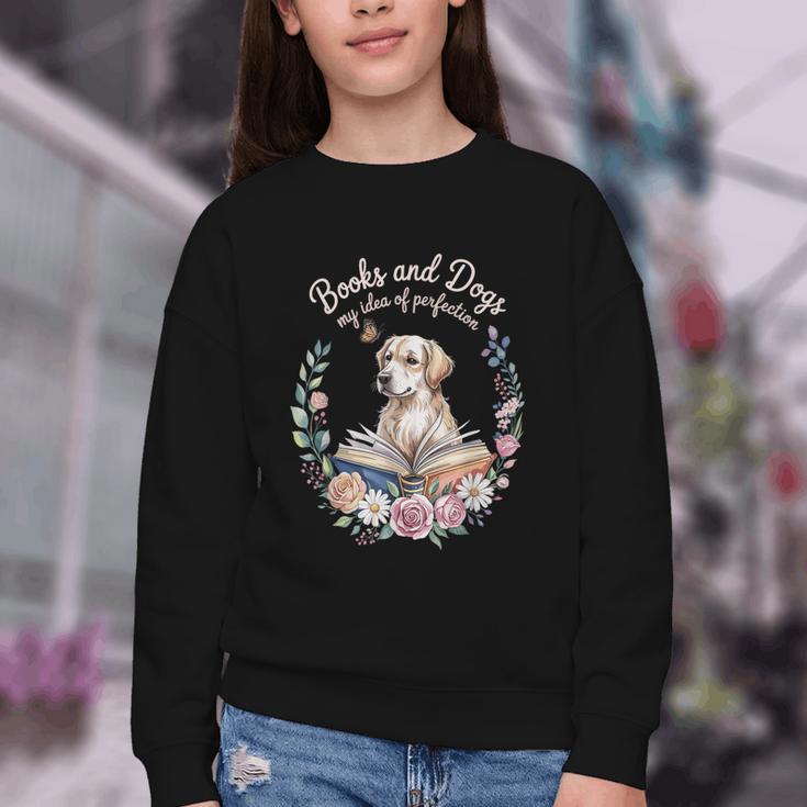 Book And Dog Lover Reading Humor Librarian Youth Crewneck Sweatshirt Book And Dog Lover Reading Humor Librarian Youth Crewneck Sweatshirt